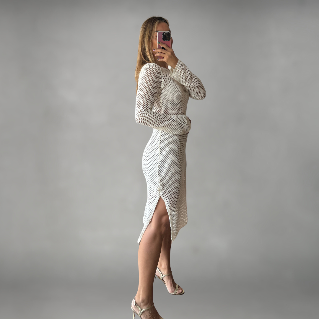 Vestido tejido hueso