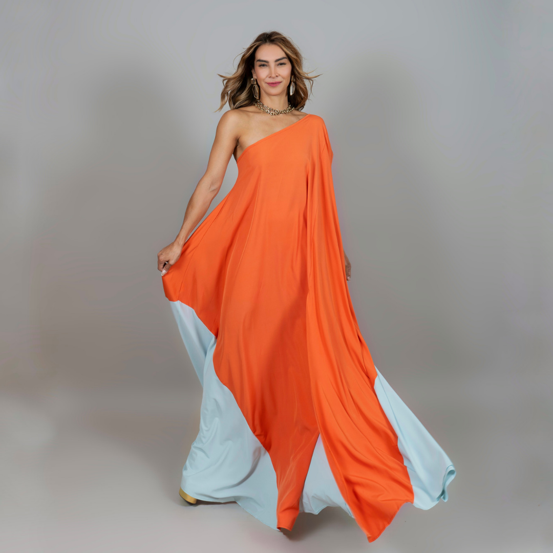Vestido Gaza Orange/Mint