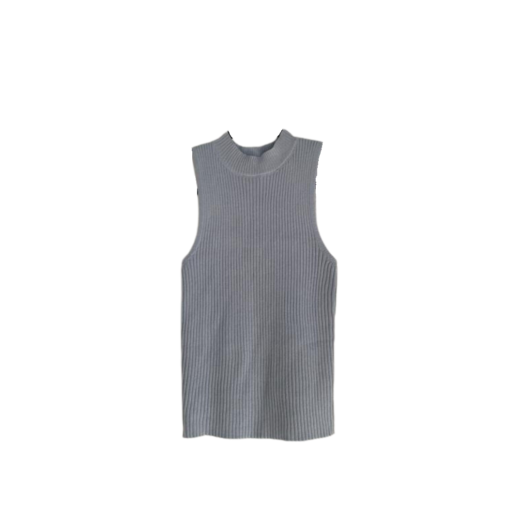 Blusa azul cuello alto sin mangas