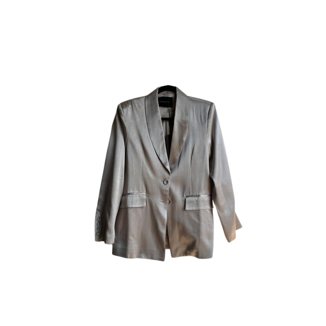 Blazer satinado gris