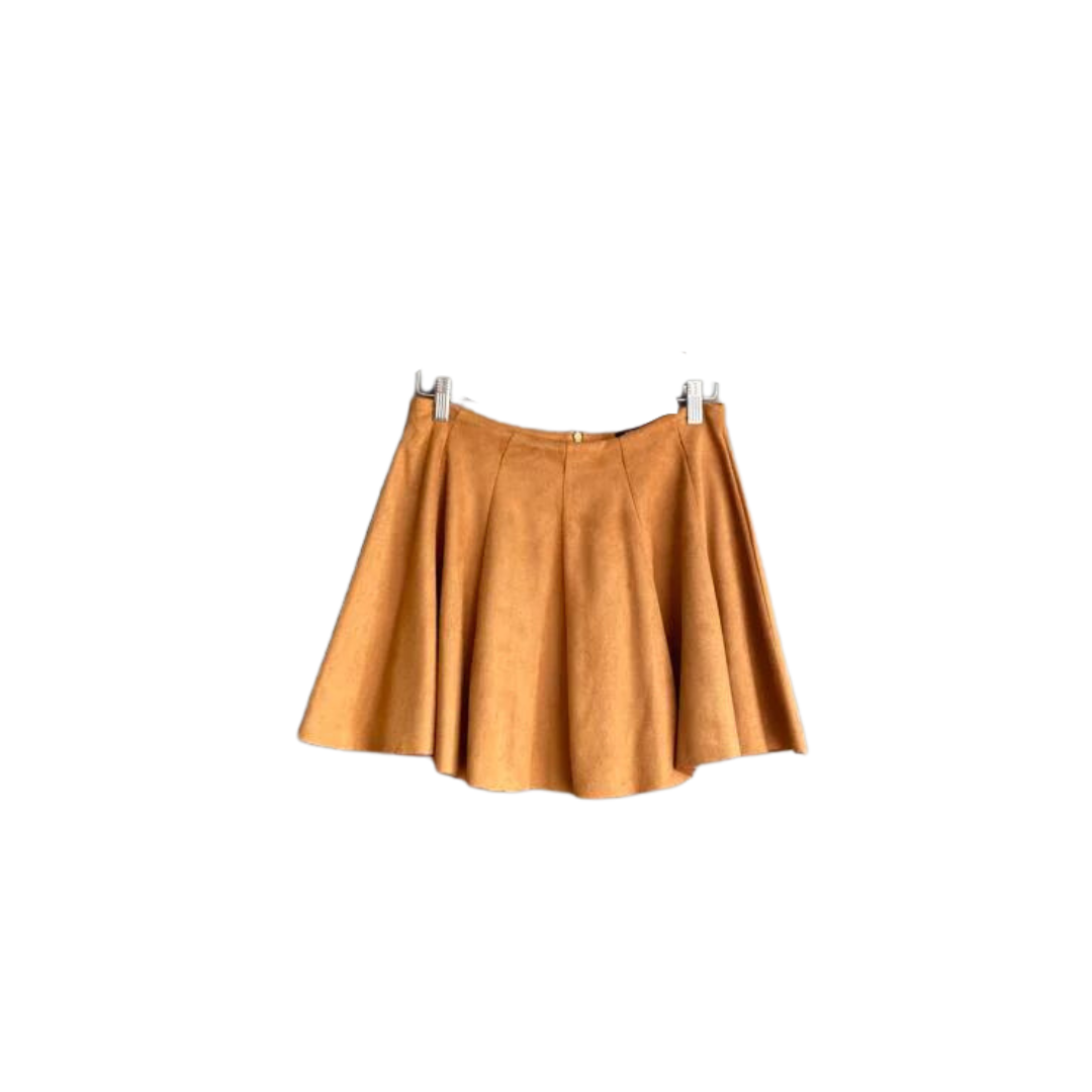 Mini falda camel de gamuza