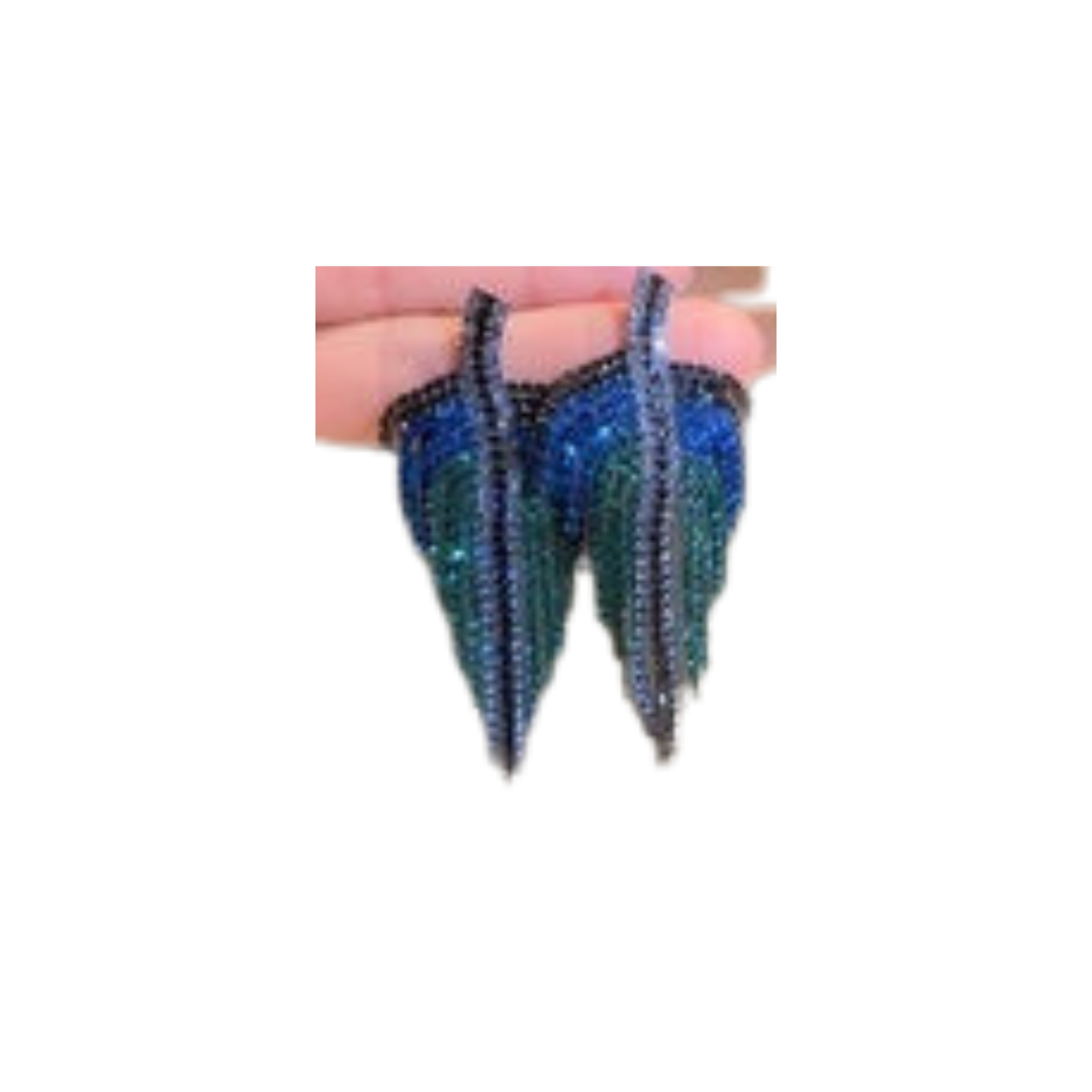 Aretes tipo hoja azules