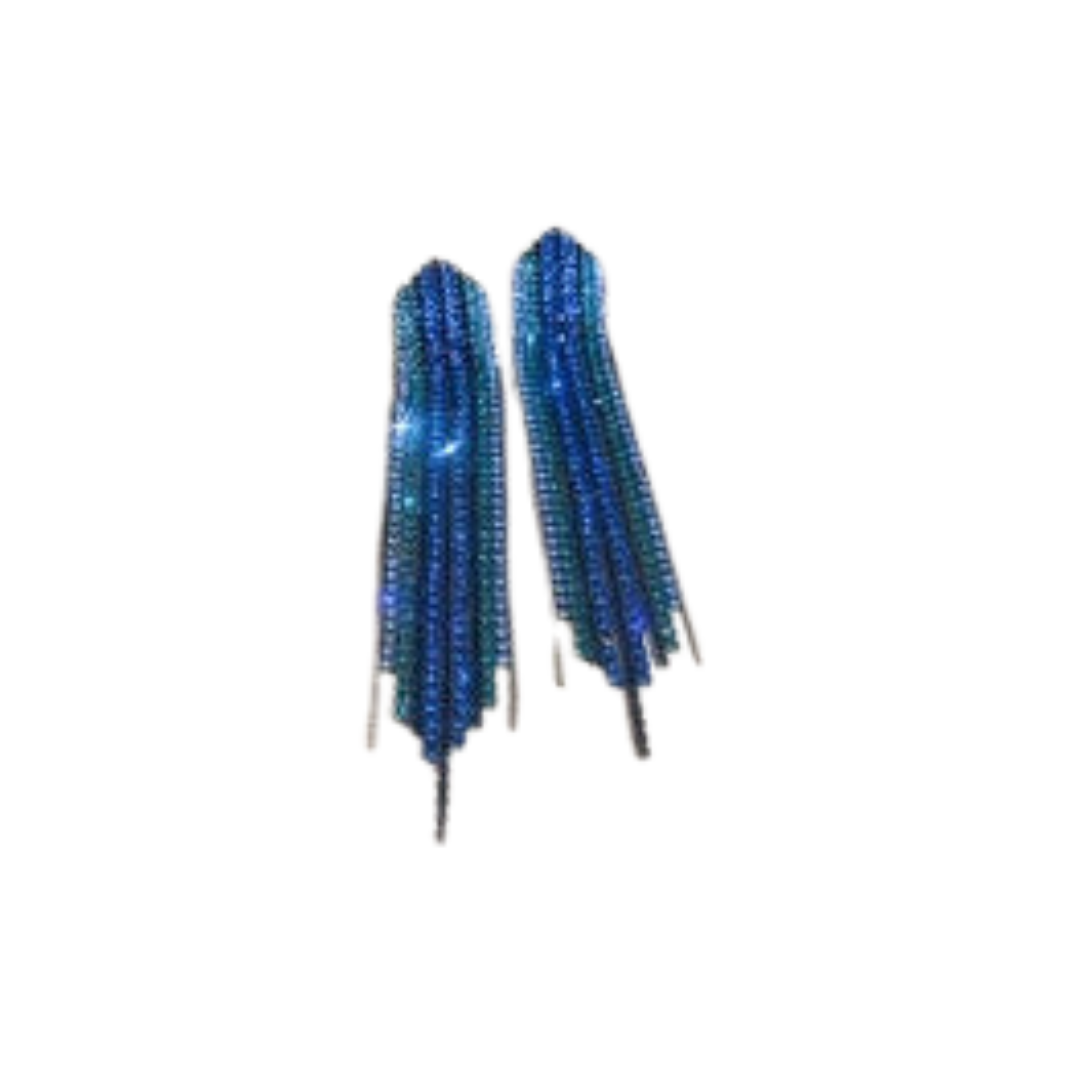 Aretes flecos azules largos