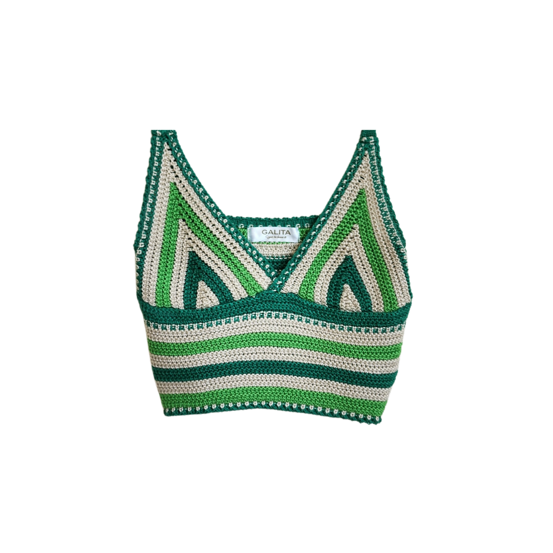 Top tejido verde